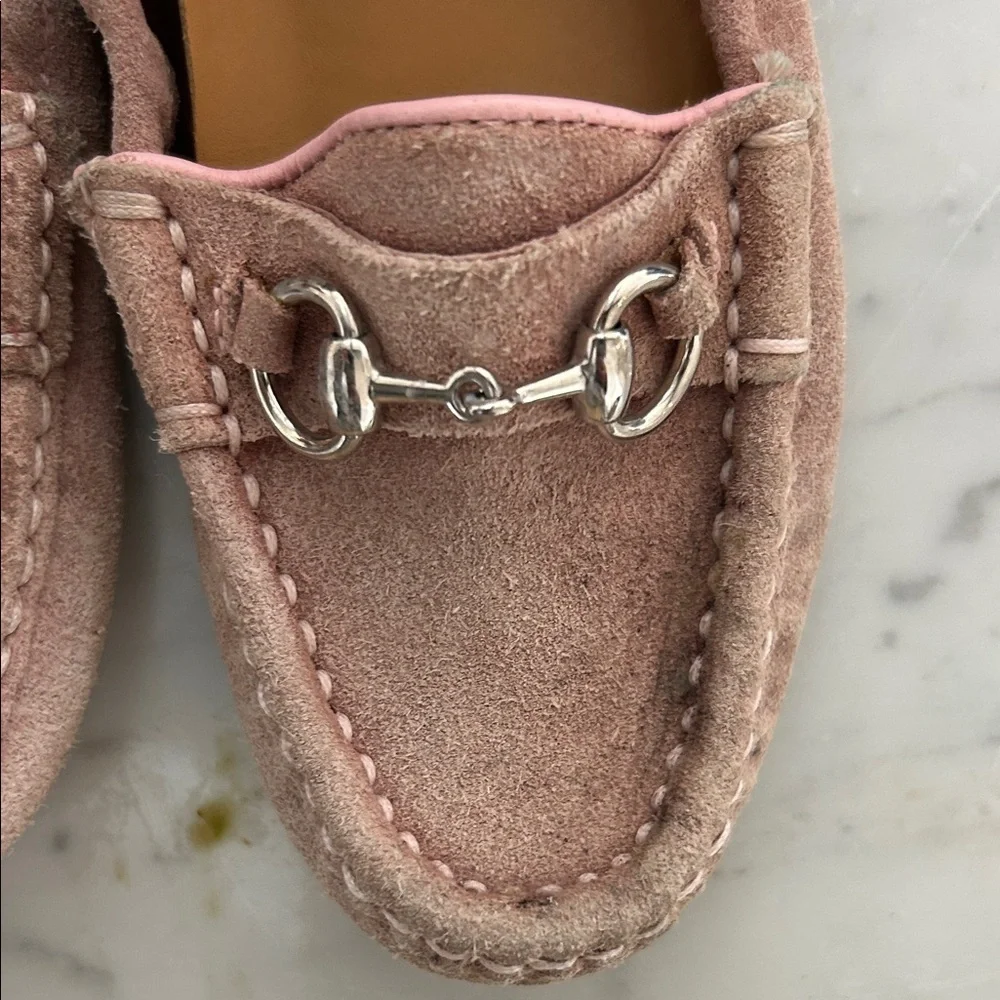 GUCCI Baby Pink Suede Kids Loafers Sz 25